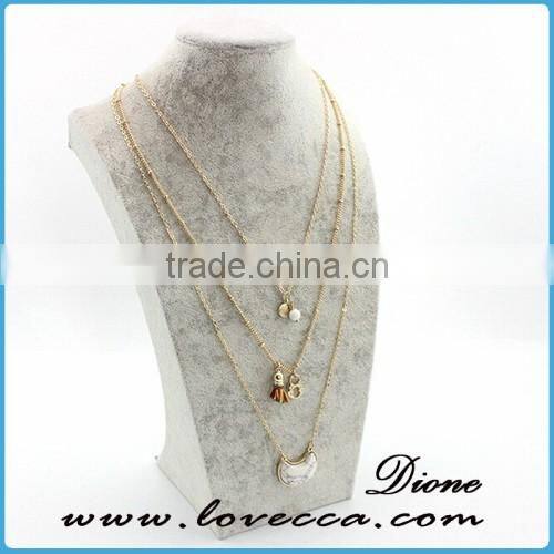Fashion design simple gold chain necklace gemstone chain necklace