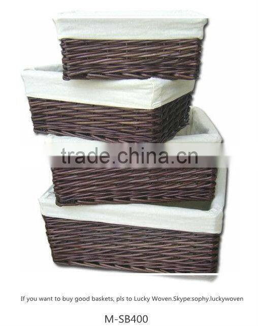 white wicker storage basket with cotton liner (factory supplier)
