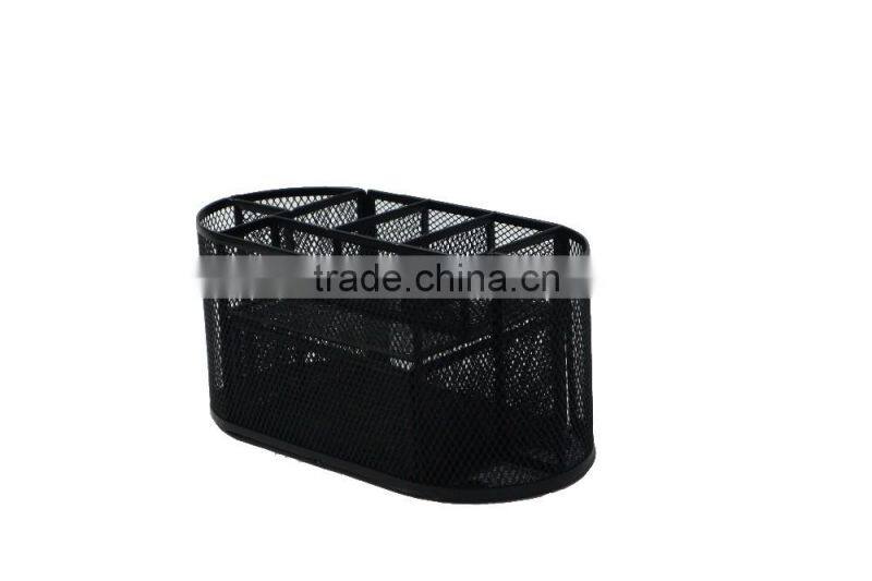 Black Multi-function Metal Mesh Name Card Collection Oval Suppiles Caddy