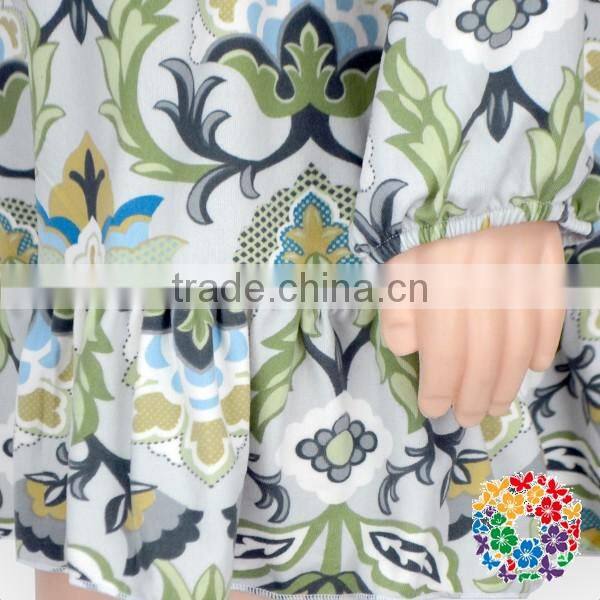 Wholesale Children Long Sleeve Ruffle Print Brushed Faric Organic Baby Clothes