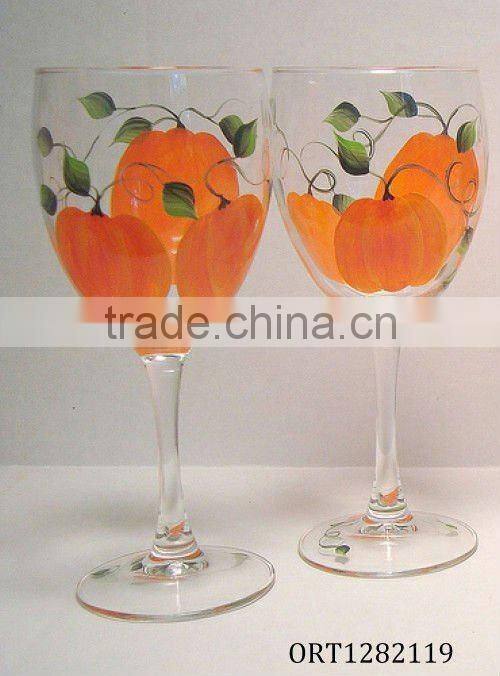 hand painted wine glass cup colorful goblet
