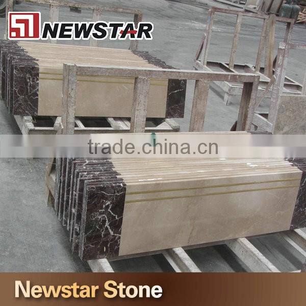 Polished purple and beige marble stair step marble staircase