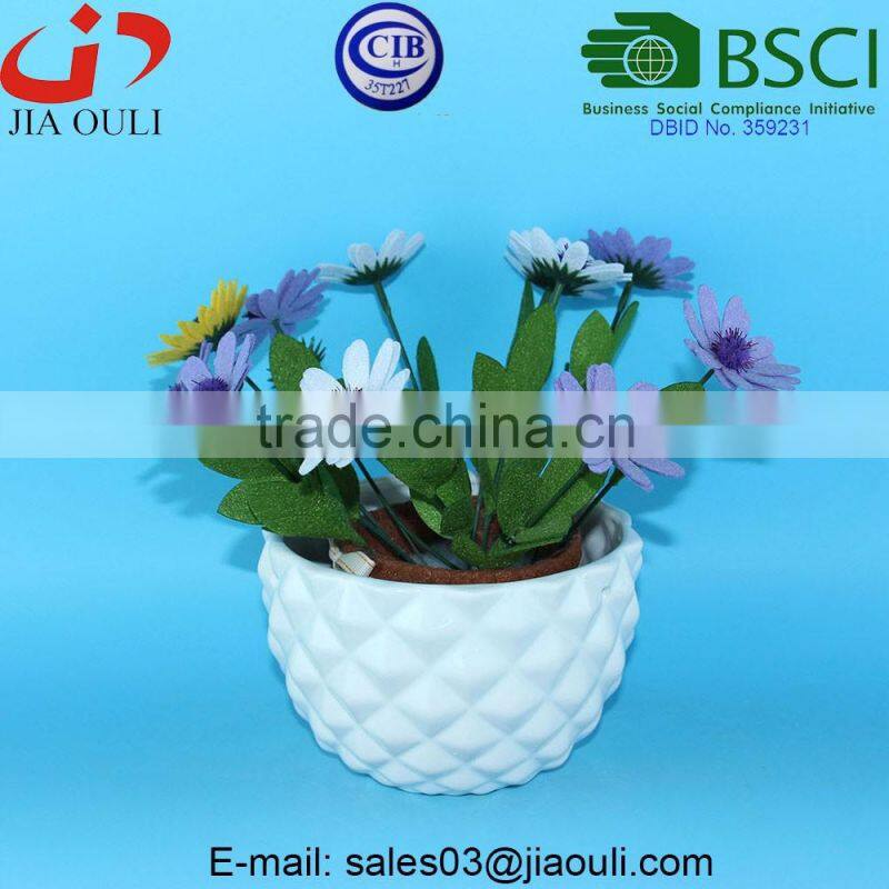 Glazed White Ceramic Succulent pot, dolomite plant pot