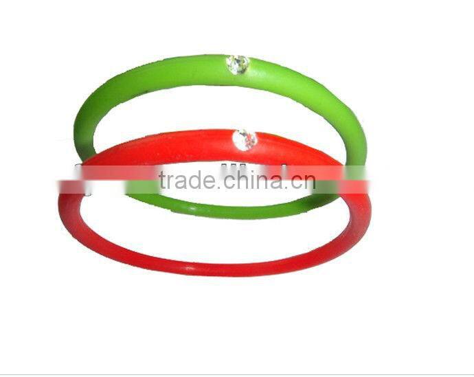 fashion silicone rubber bracelet with diamond