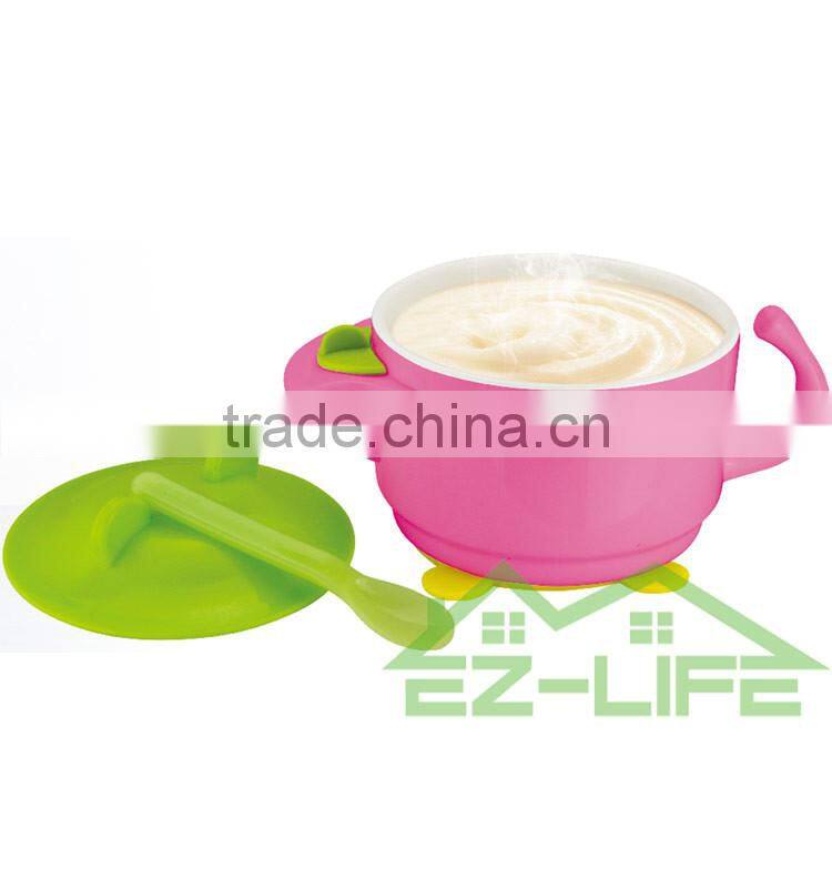 100% PLA plastic can inject warm water to keep food thermal baby bowls with lids