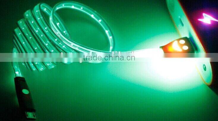 Micro USB Visible Flowing Current cable charge & synchro full LED light smile cable