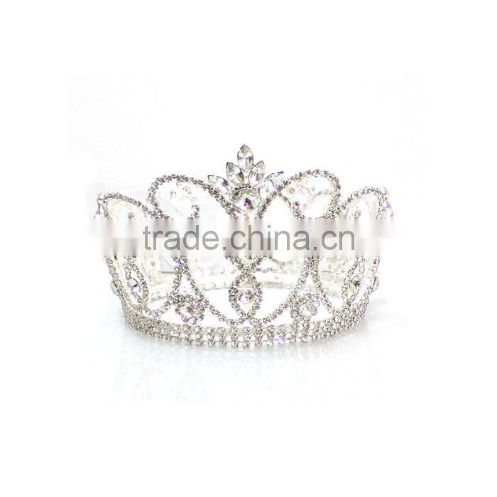 2015 New Design Round Rhinestone Cheap Full Pageant Crown H172-169