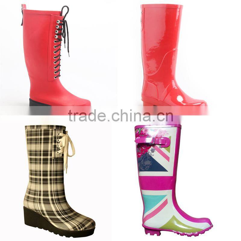 beautiful woman rubber rain boots