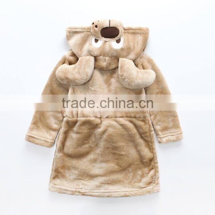 Baby kids Children Animal Hooded Plush/Coral Fleece bathrobe,Cute Animal Head Hooded Print Bathrobe