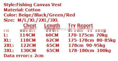 Man's Outdoor Multi-pocket Vest Outdoor Hiking Photography Canvas Vest Waistcoat Of Photographer made in China