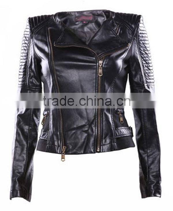 Factory new fashion black motorcycle leather jacket