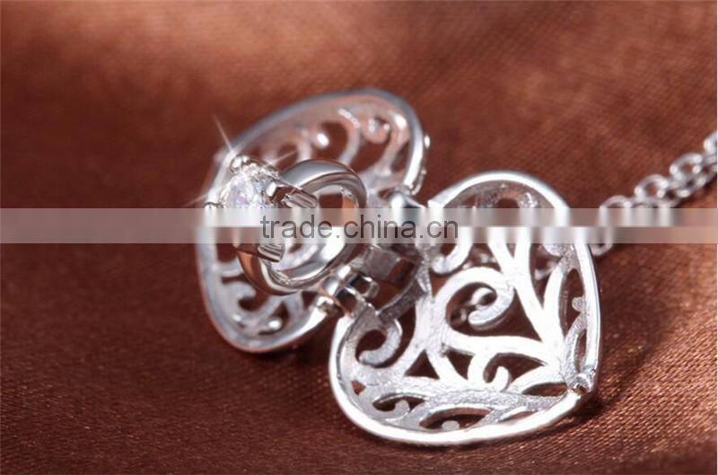 2017 Elaborate Hollow Out Design 925 Sterling Silver jewelry Heart Shaped Pendant