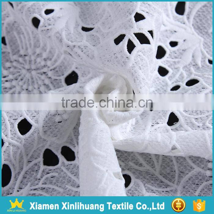 New Product Hollow Out Water Soluble 100 Polyester White Guipure Lace Fabric