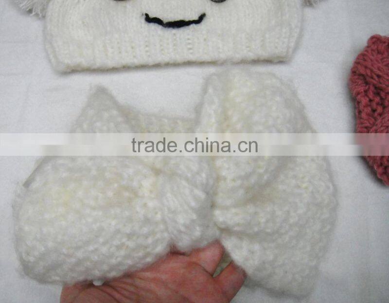 2016 Fashion mohair winter hot popular button knitted hot headband