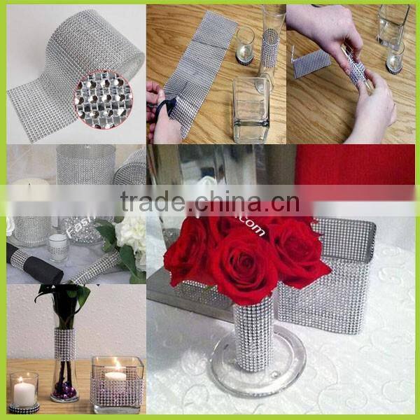 Bling Various Color Plastic Rhinestone Mesh Ribbon Wedding Decorative 10 Yards 24 Rows Plastic Mesh