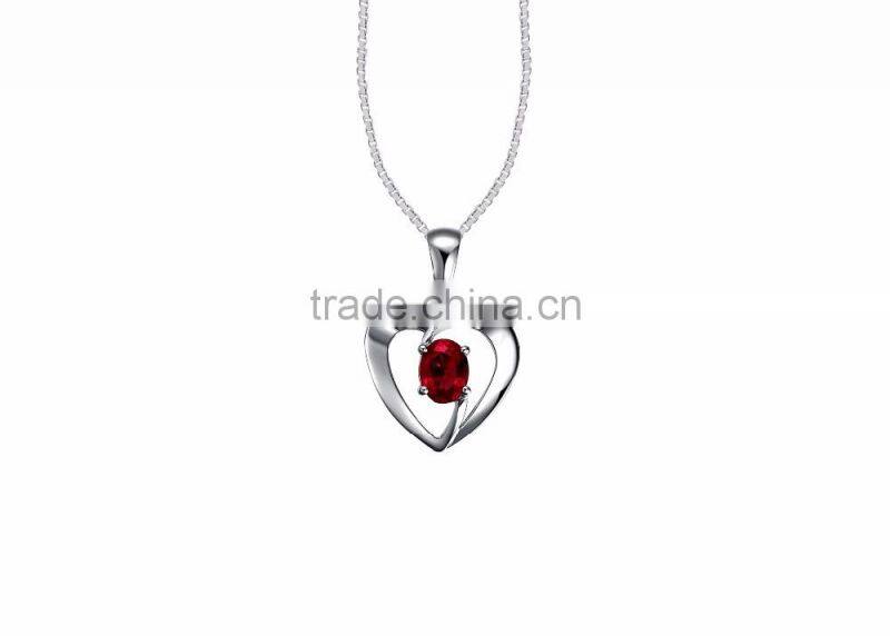 Silver Plated Gemstone Heart Pendant