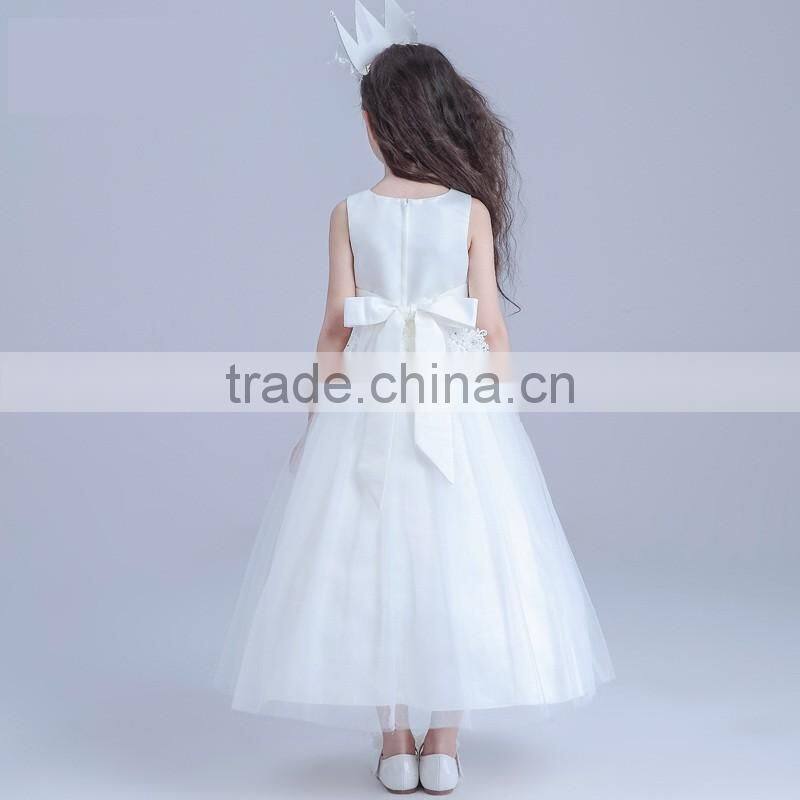 2017 bulk sale White embroidery dress long flower girl dresses