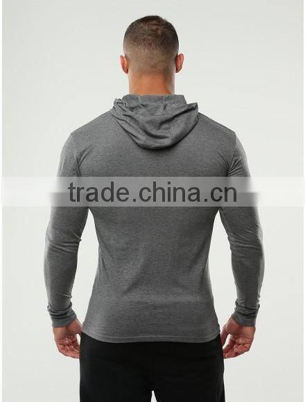 Muscle Bodybuilding Gym Pullover Hoodie for Men Slim Fit Tri-blend Hoodie Plain Heather Grey Marl Workout Hoodie Fitness Wear