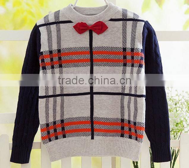 european western style cool tartan plaid woolen sweater for kids
