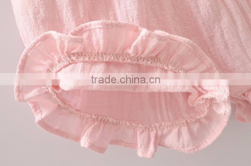 Blank baby clothes top ruffle shorts two piece set 100% cotton clothing for toddlers crushed linen outfit