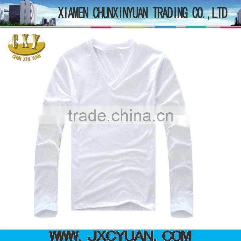 white blank t-shirt cotton spandex v-neck