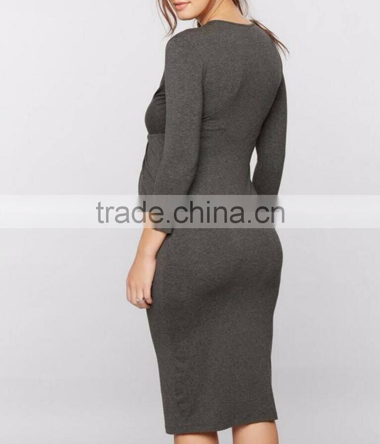 Office maternity clothing v neck dress
