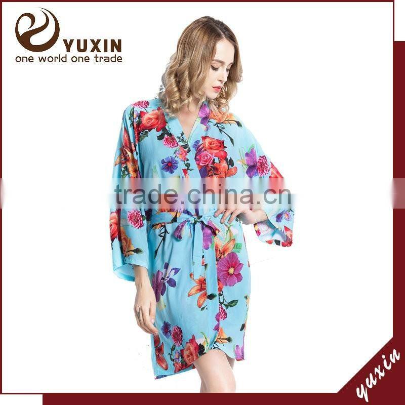Floral Robe bride robe cotton short keen length floral bridesmaid robe FR0025