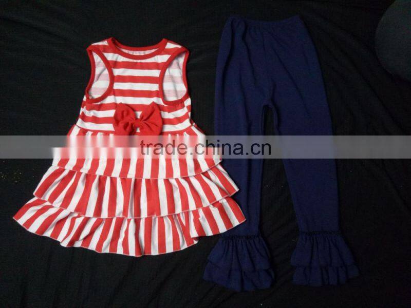 Baby Girls 4th Of July Ruffle Summer Outfits black red polka dot 4Th July Clothes Summer Vacation Outfit