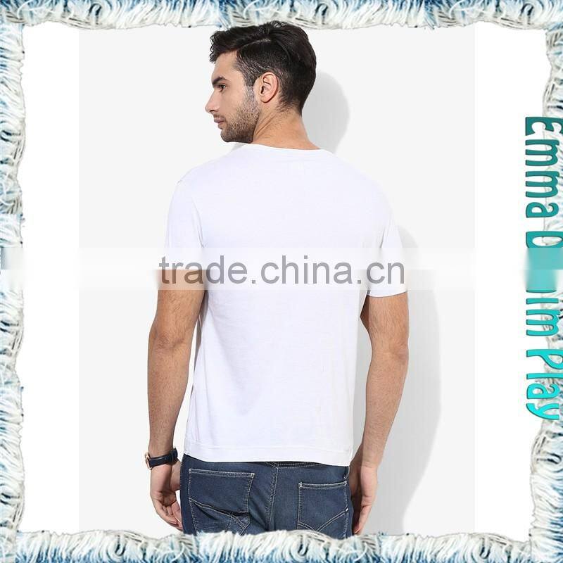 Basic Style Soft Pure White V Neck T-Shirt for Men