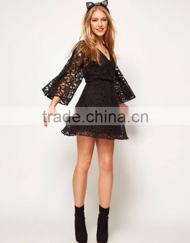 Lace Dress With Kimono Sleeve