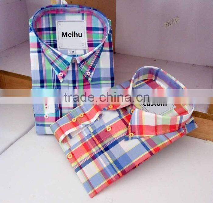 latest fashion designer button down shirt gingham plaid shirt