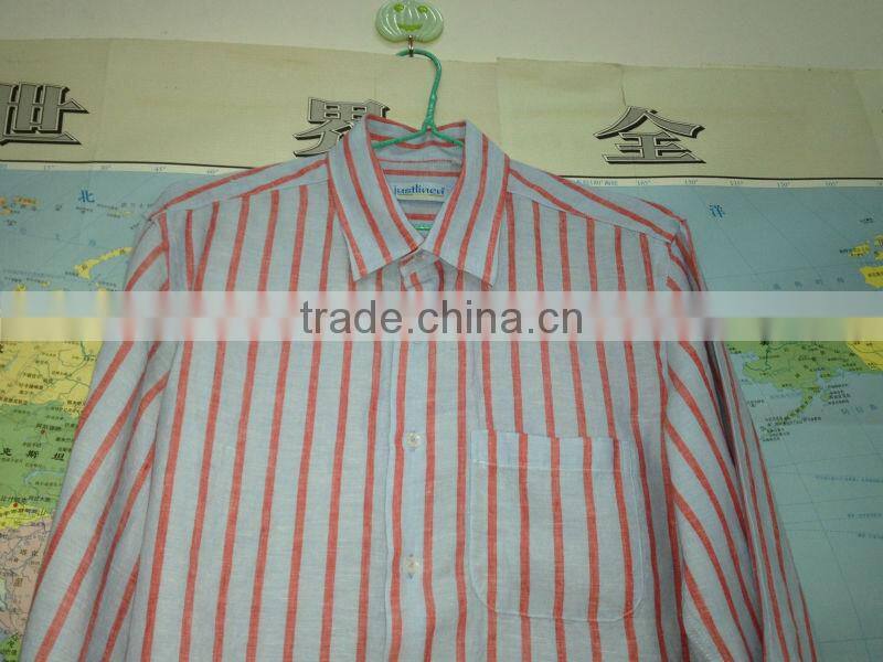 2016 men's 100% linen yarn dyed striped long sleeve linen shirt