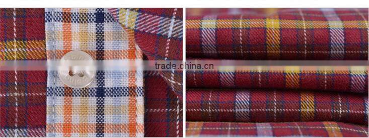Red and yellow contrast plaids classical french cuff shirt for men no pocket men clothing different placket designs shirt