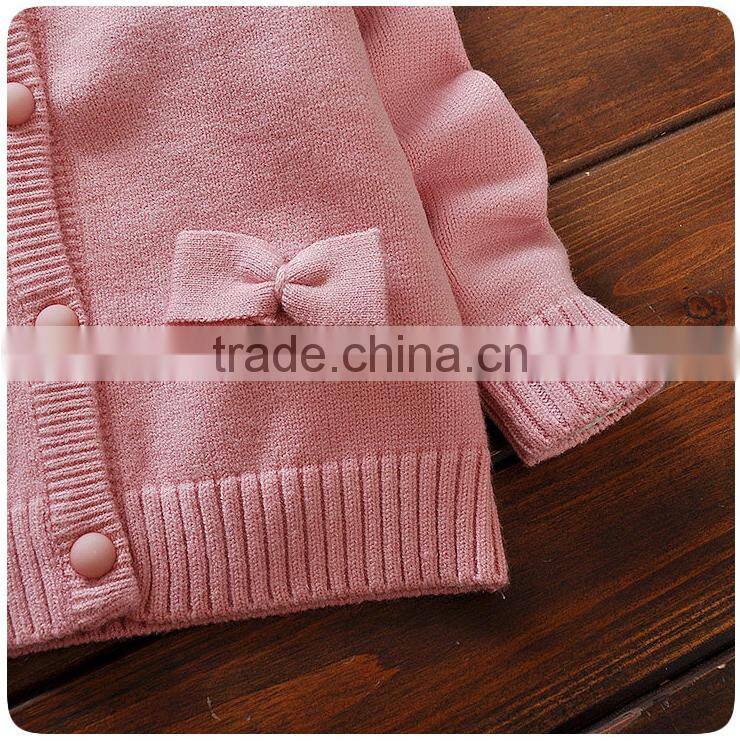 Sweet Baby Girls Cotton Sweaters Design With Beads and Bowknots For Children Knitted Cardigan
