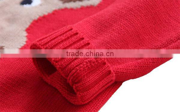 Popular Deer Deisgn Red Christmas Sweater Custom Knitting Patterns Christmas Pullover