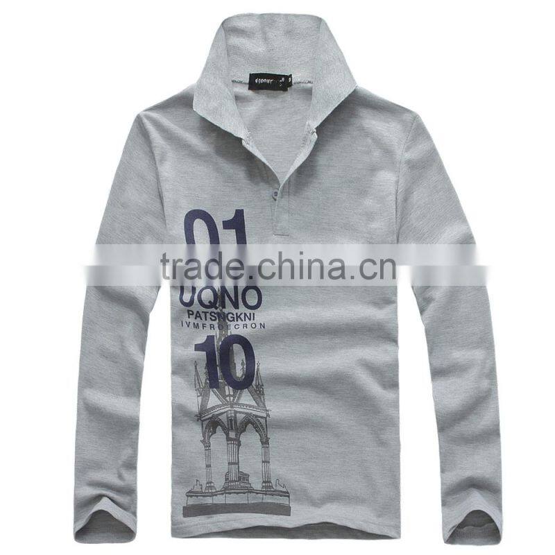 long sleeve print fancy cotton polo shirts