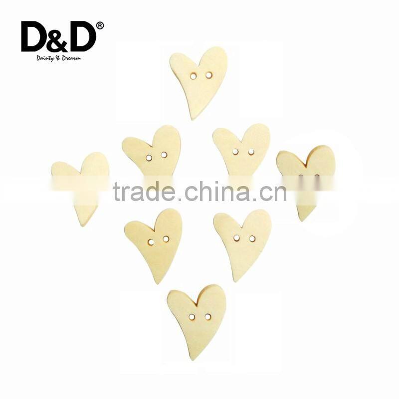 D&D 12PCs/Set Wooden Buttons Heart-Shape Handmade Carved Decorative Buttons Sewing Scrapbooking Crafts 1.9cm*2.4cm