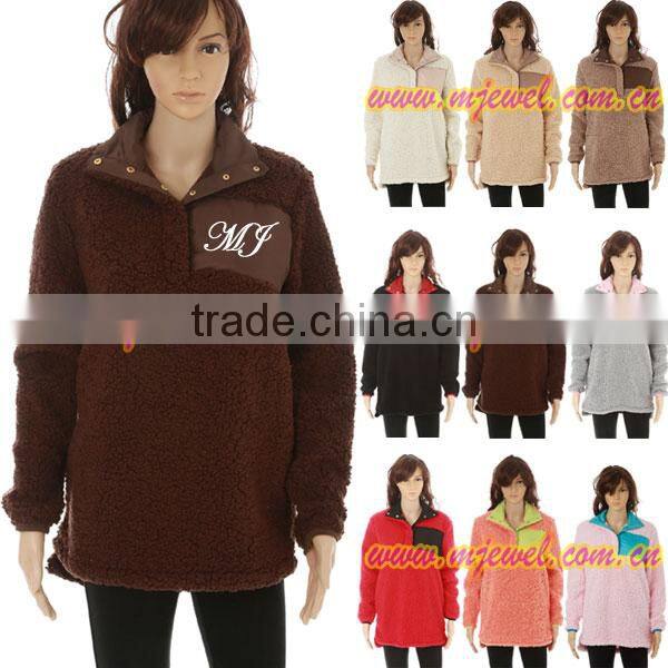 Wholesale monogram sherpa fleece woman pullover sweater