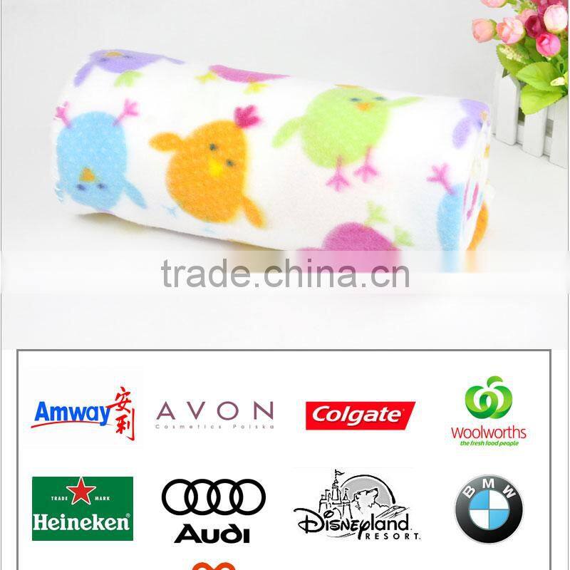 100% polyester satin trim teddy bear printed microfiber polar fleece baby blanket