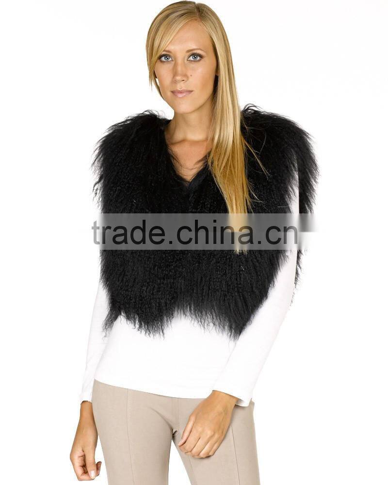 SJ238-01 Canada Fashion Elegant Sheep Fur Vest in Black 2016