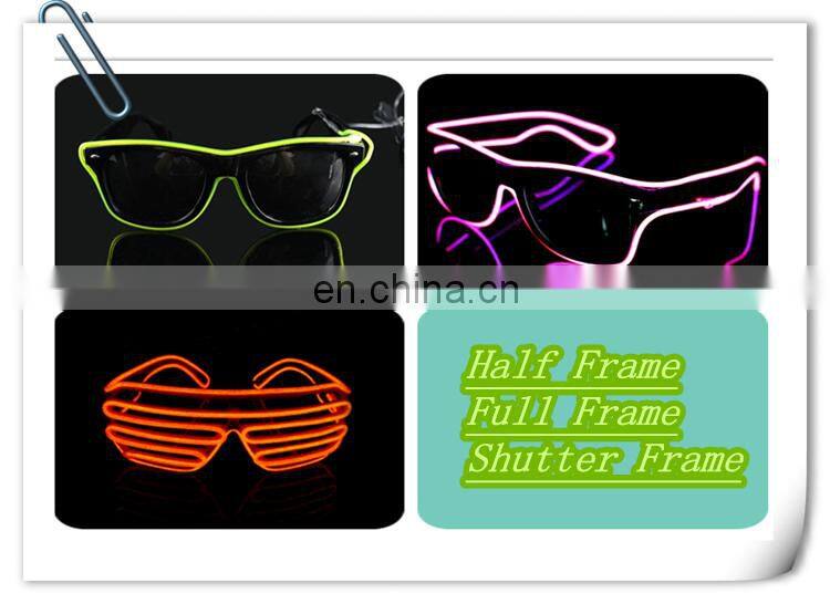New Wholesale Led Flash Party Wear Half Frame EL Wire Glasses Sunglasses