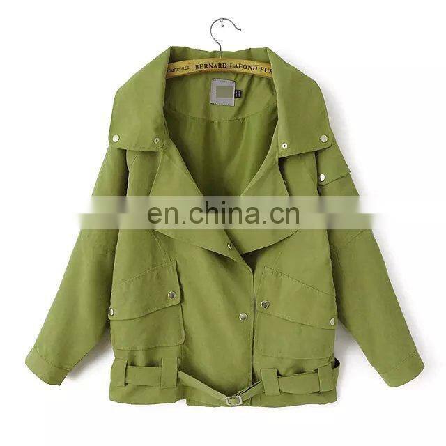 2015 Dress for women Europe American fashion causal lady trench coat lapels new pure color patch pocket personality wind jacket