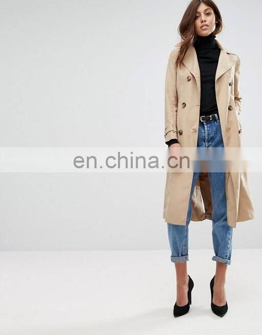 High Quality Womens Double-breasted Coat long Belt Dust Coat Fitted Woman Trench Coat S/M/L/XL