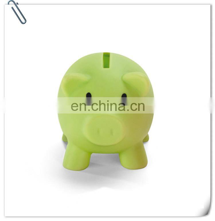 piggy shaped plastic pvc coin bank and money box coin can with bottom lid