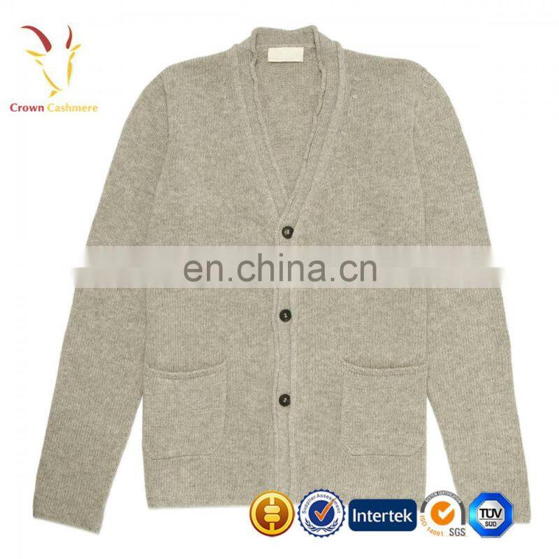 V nek knit cardigan merino wool women with pockets