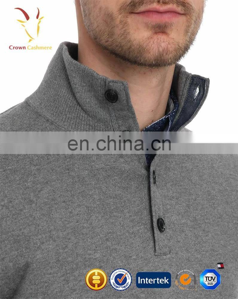 Men high collar Half Button Pullover Cashmere
