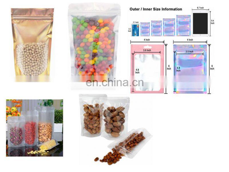 Food Packaging Packing Zip Lock Plastic Bags Standing Up Pouch Food Clear For Zipper Zip Lock