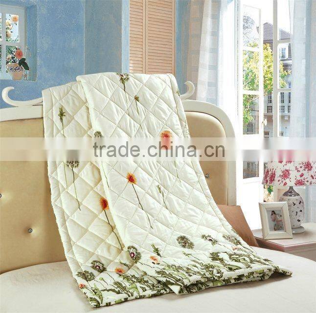 100% polyester Queen size printed yellow floral bed quilt queen chinese comforter set