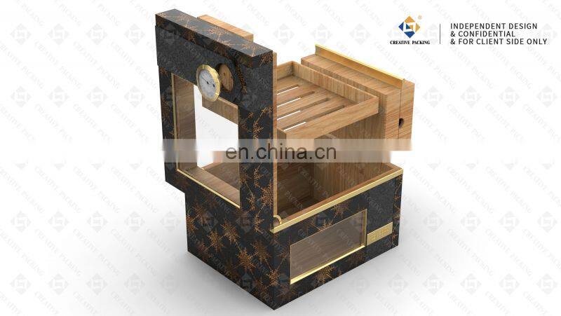 Creativepacking Spanish Cedar Lining Wooden Cigars Humidor Collect Glass Lid Smoking Cigar Box
