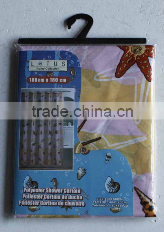 1PC POLYESTER PRINTED SHOWER CURTAIN WITH MATCHING WINDOW CURTAINS